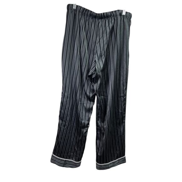 Victoria's Secret Black Gray Striped Pajama Pants Large Tie Front Elastic Waist - Picture 8 of 8